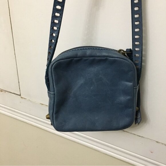 Barneys New York Blue Leather Studded Camera Bag Crossbody - Picture 3 of 11